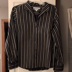 Foxcroft Black and Beige Striped Blouse